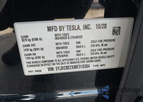 2021 Tesla Model X Long Range Dual Motor All-Wheel Drive/Long Range Plus Dual Motor All-Wheel Drive from USA, damaged, VIN 5YJXCBE2XMF310384